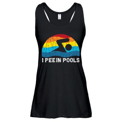 I Pee In Pools Funny Swimmer Swimming Coach Player Ladies Essential Flowy Tank
