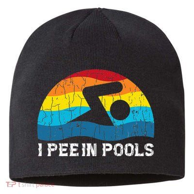 I Pee In Pools Funny Swimmer Swimming Coach Player Sustainable Beanie