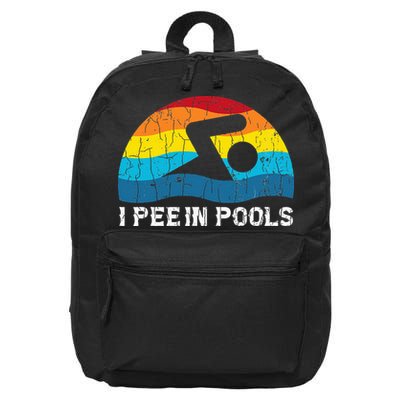 I Pee In Pools Funny Swimmer Swimming Coach Player 16 in Basic Backpack