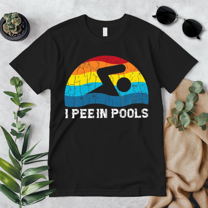 I Pee In Pools Funny Swimmer Swimming Coach Player Premium T-Shirt