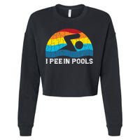 I Pee In Pools Funny Swimmer Swimming Coach Player Cropped Pullover Crew