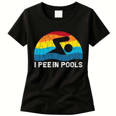 I Pee In Pools Funny Swimmer Swimming Coach Player Womens T-Shirt