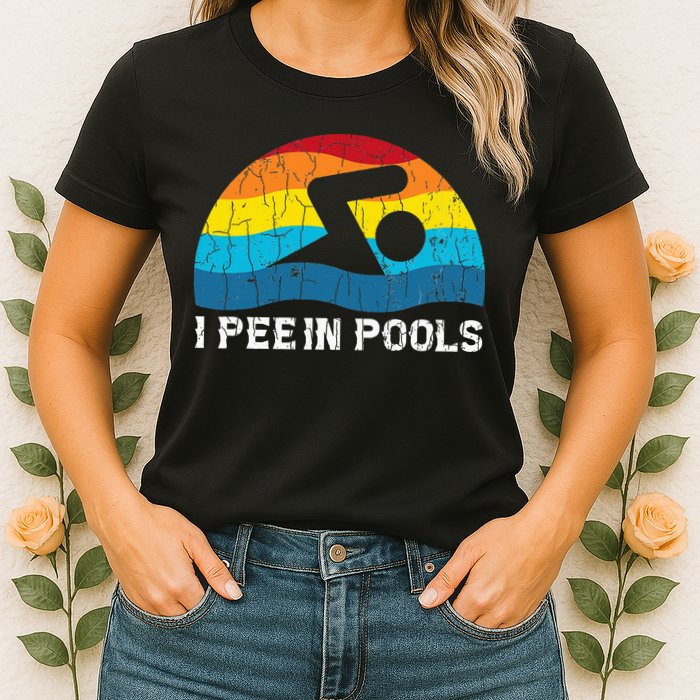 I Pee In Pools Funny Swimmer Swimming Coach Player Womens T-Shirt