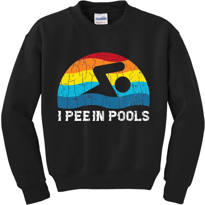 I Pee In Pools Funny Swimmer Swimming Coach Player Kids Sweatshirt