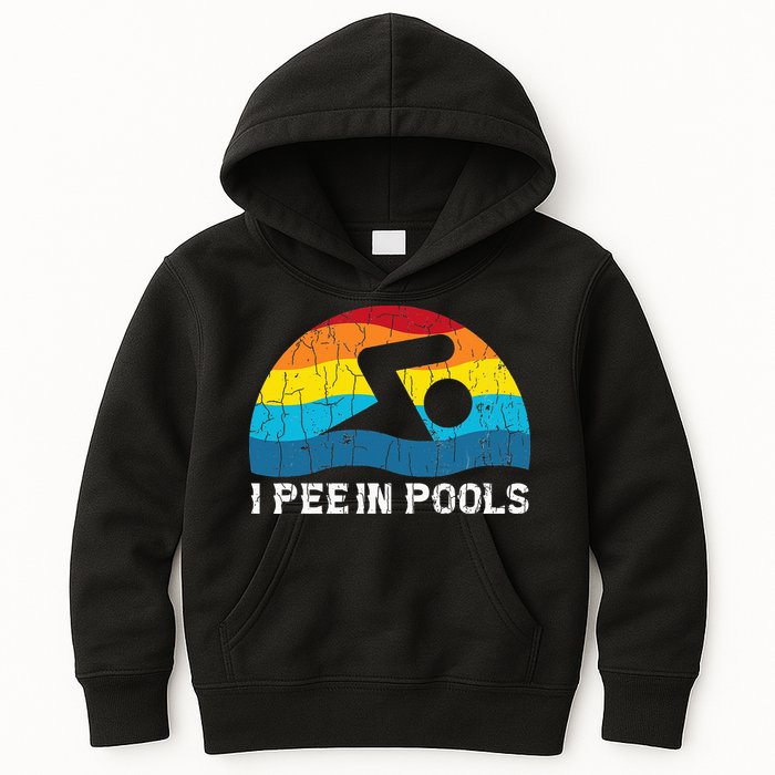 I Pee In Pools Funny Swimmer Swimming Coach Player Kids Hoodie