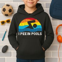 I Pee In Pools Funny Swimmer Swimming Coach Player Kids Hoodie