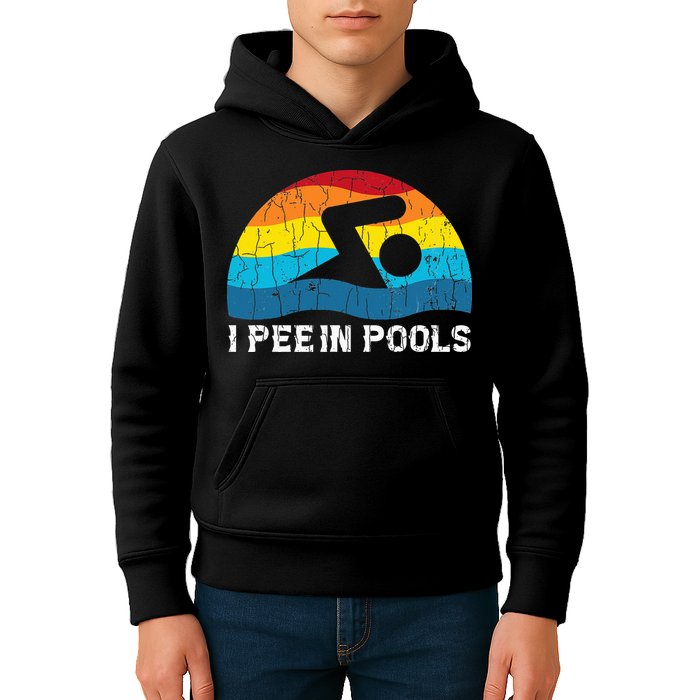 I Pee In Pools Funny Swimmer Swimming Coach Player Kids Hoodie