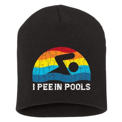I Pee In Pools Funny Swimmer Swimming Coach Player Short Acrylic Beanie
