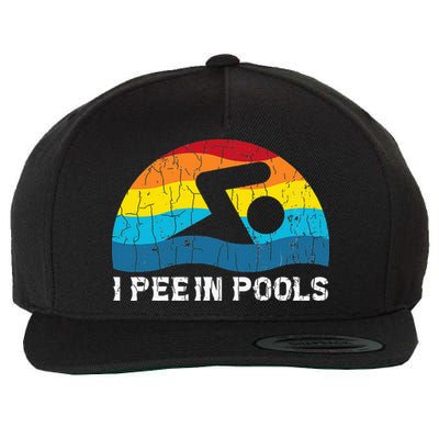I Pee In Pools Funny Swimmer Swimming Coach Player Wool Snapback Cap