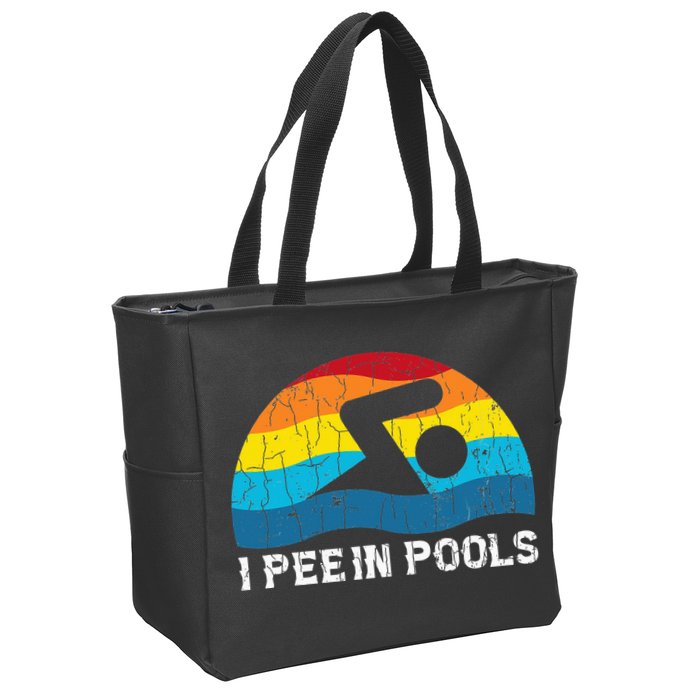I Pee In Pools Funny Swimmer Swimming Coach Player Zip Tote Bag
