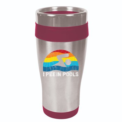 I Pee In Pools Funny Swimmer Swimming Coach Player 16oz Travel Tumbler