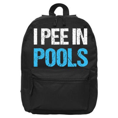 I Pee In Pools Funny Swimming 16 in Basic Backpack