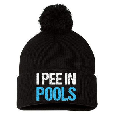 I Pee In Pools Funny Swimming Pom Pom 12in Knit Beanie