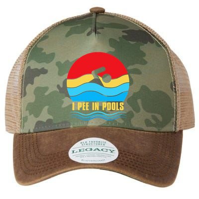 I Pee in Pools Lovers Swimmer Sarcastic Sayings Legacy Tie Dye Trucker Hat