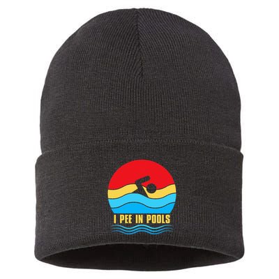 I Pee in Pools Lovers Swimmer Sarcastic Sayings Sustainable Knit Beanie