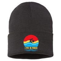 I Pee in Pools Lovers Swimmer Sarcastic Sayings Sustainable Knit Beanie