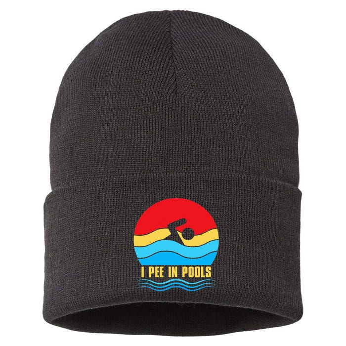 I Pee in Pools Lovers Swimmer Sarcastic Sayings Sustainable Knit Beanie