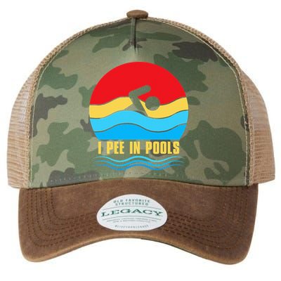 I Pee In Pools Funny Swimmer Coach Player Legacy Tie Dye Trucker Hat