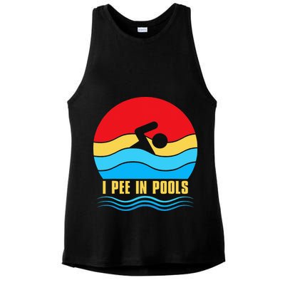 I Pee In Pools Funny Swimmer Coach Player Ladies PosiCharge Tri-Blend Wicking Tank
