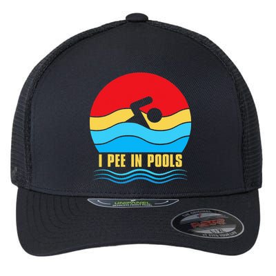 I Pee In Pools Funny Swimmer Coach Player Flexfit Unipanel Trucker Cap