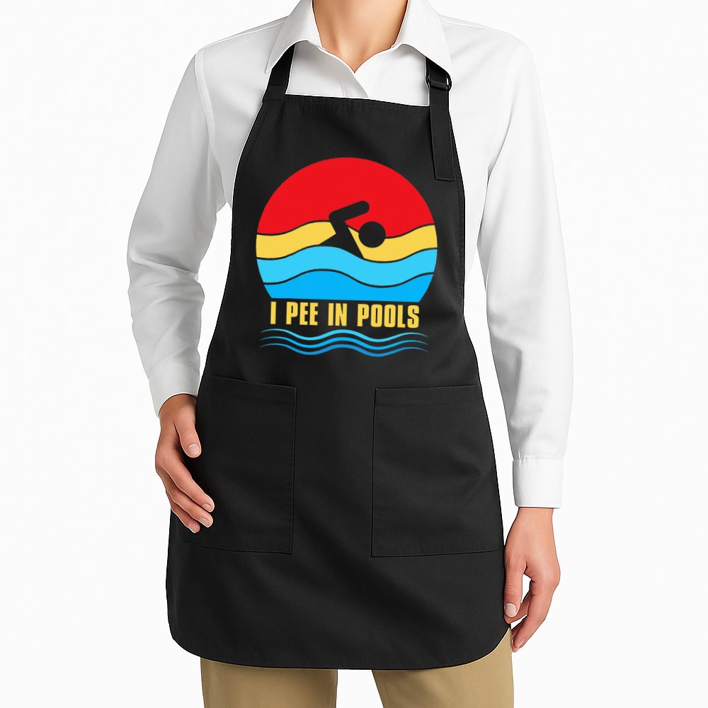 I Pee In Pools Funny Swimmer Coach Player Apron