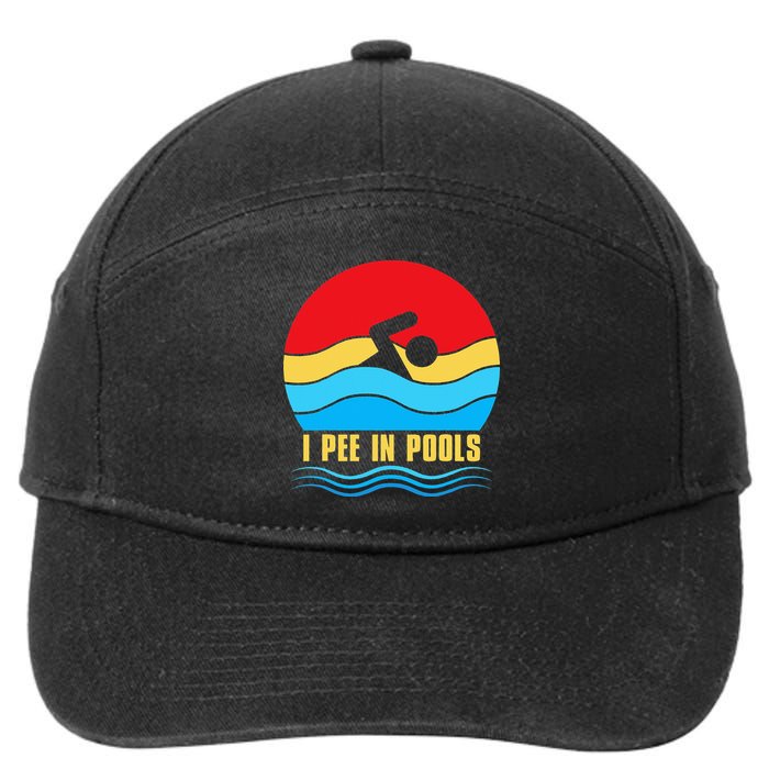 I Pee In Pools Funny Swimmer Coach Player 7-Panel Snapback Hat