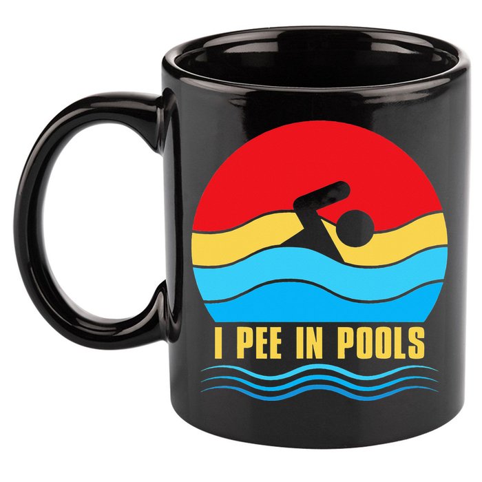 I Pee In Pools Funny Swimmer Coach Player 11oz C Handle Ceramic Mug