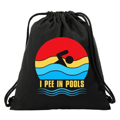 I Pee In Pools Funny Swimmer Coach Player Drawstring Bag