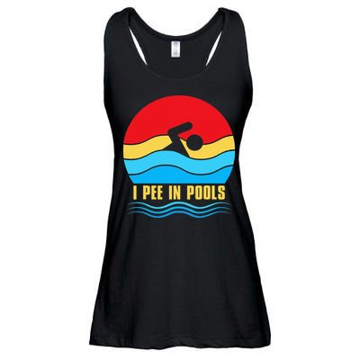 I Pee In Pools Funny Swimmer Coach Player Ladies Essential Flowy Tank