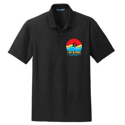 I Pee In Pools Funny Swimmer Coach Player Dry Zone Grid Polo