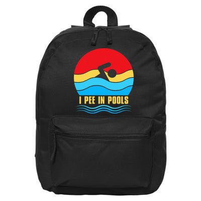 I Pee In Pools Funny Swimmer Coach Player 16 in Basic Backpack