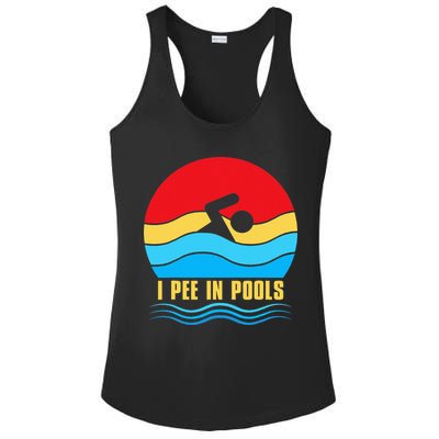 I Pee In Pools Funny Swimmer Coach Player Ladies PosiCharge Competitor Racerback Tank
