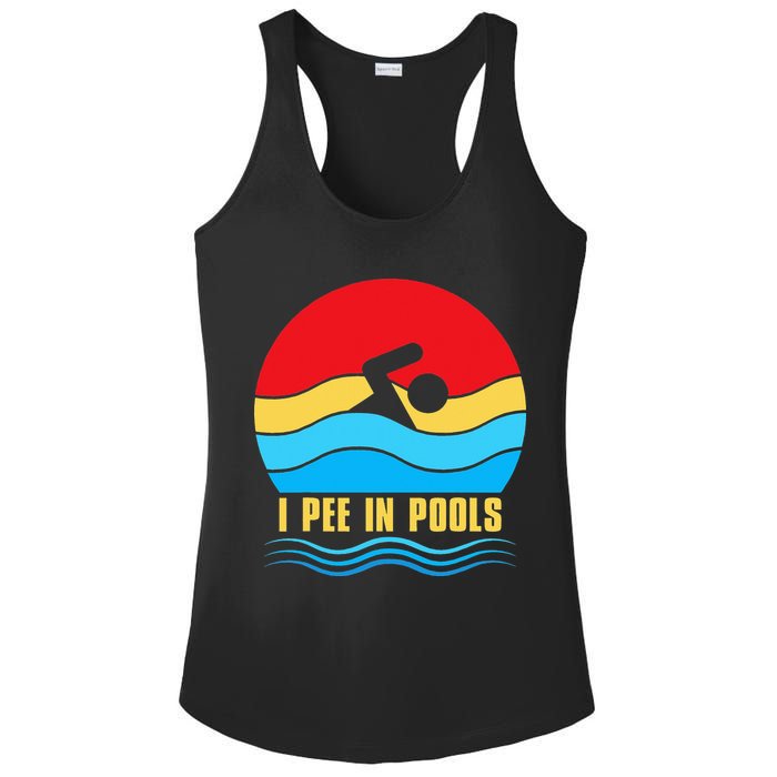 I Pee In Pools Funny Swimmer Coach Player Ladies PosiCharge Competitor Racerback Tank
