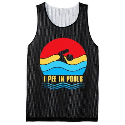 I Pee In Pools Funny Swimmer Coach Player Mesh Reversible Basketball Jersey Tank