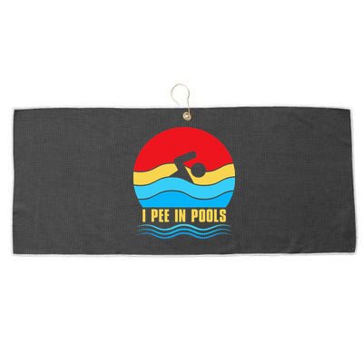I Pee In Pools Funny Swimmer Coach Player Large Microfiber Waffle Golf Towel