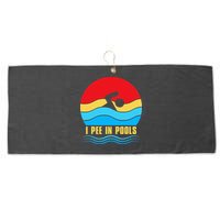 I Pee In Pools Funny Swimmer Coach Player Large Microfiber Waffle Golf Towel