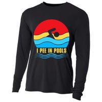 I Pee In Pools Funny Swimmer Coach Player Cooling Performance Long Sleeve Crew