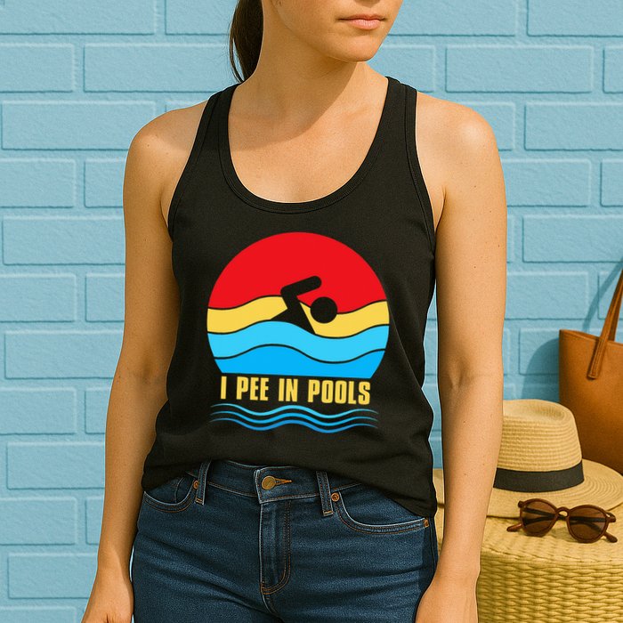 I Pee In Pools Funny Swimmer Coach Player Womens Tank Top