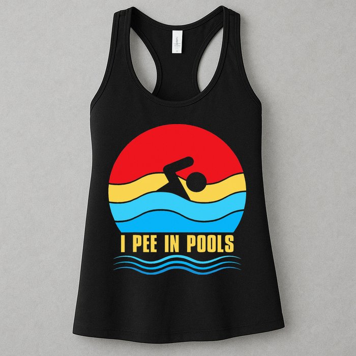 I Pee In Pools Funny Swimmer Coach Player Womens Tank Top