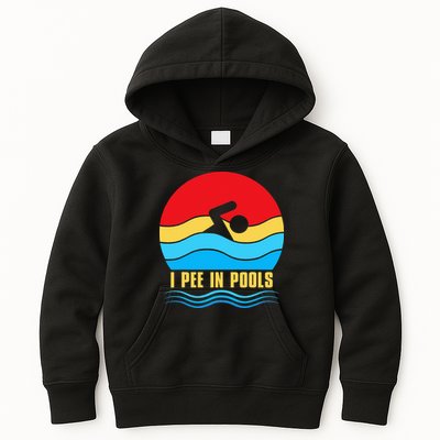 I Pee In Pools Funny Swimmer Coach Player Kids Hoodie