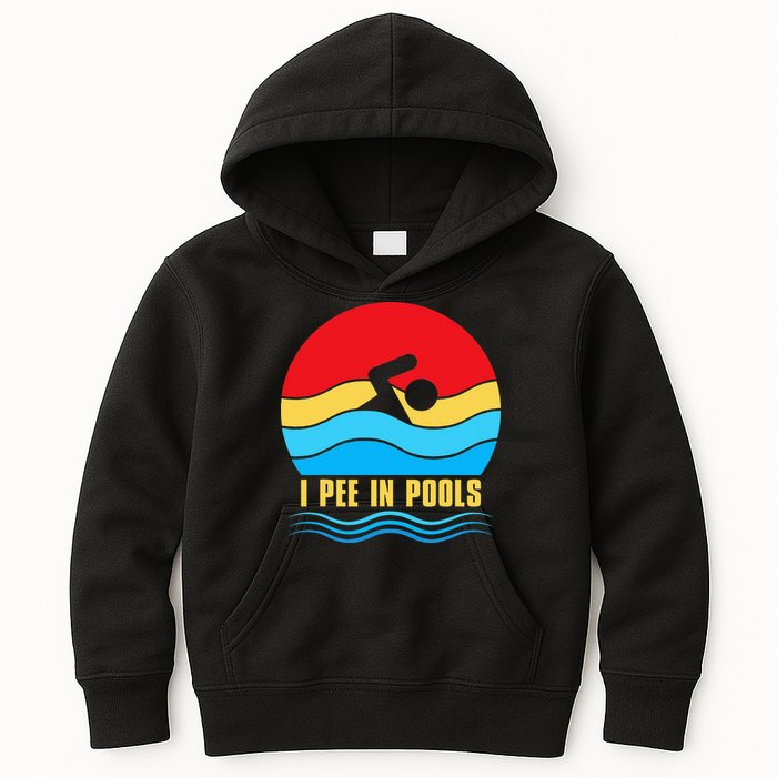 I Pee In Pools Funny Swimmer Coach Player Kids Hoodie