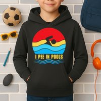 I Pee In Pools Funny Swimmer Coach Player Kids Hoodie