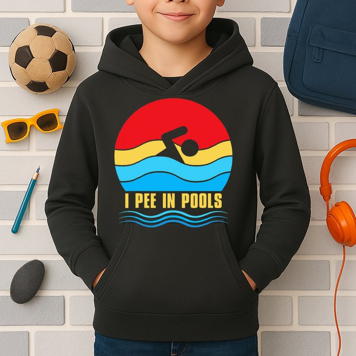 I Pee In Pools Funny Swimmer Coach Player Kids Hoodie