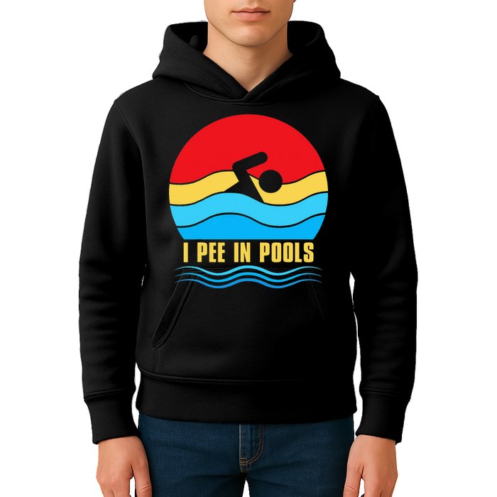 I Pee In Pools Funny Swimmer Coach Player Kids Hoodie