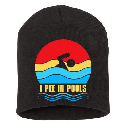 I Pee In Pools Funny Swimmer Coach Player Short Acrylic Beanie