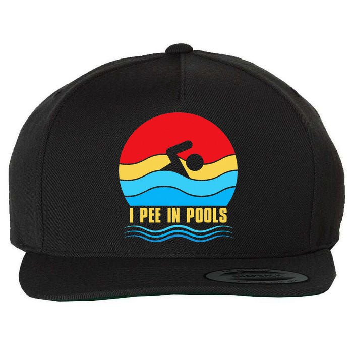 I Pee In Pools Funny Swimmer Coach Player Wool Snapback Cap