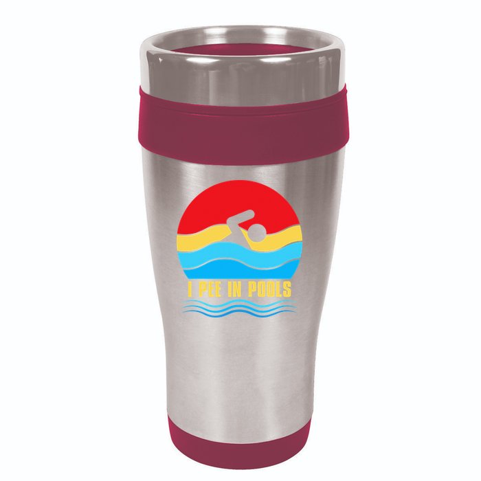 I Pee In Pools Funny Swimmer Coach Player 16oz Travel Tumbler