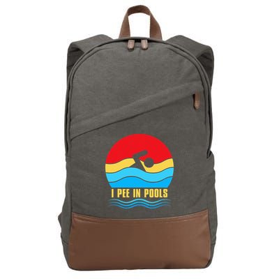 I Pee In Pools Funny Swimmer Coach Player Cotton Canvas Backpack