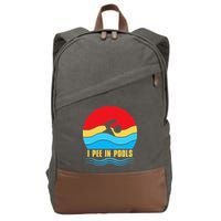 I Pee In Pools Funny Swimmer Coach Player Cotton Canvas Backpack