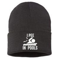 I Pee In Pools Swimming Swim Vacation I Pee In Pools Sustainable Knit Beanie